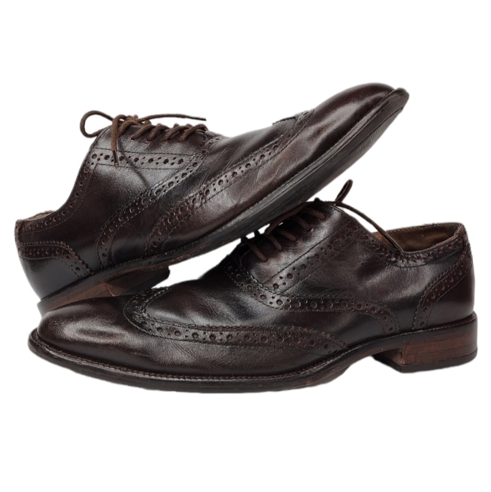 Cole Haan Men's Brown Leather Lace Up Wingtip Dress Oxfords Shoes Size 8M